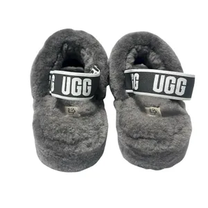 UGG Fluff Yeah Slide Fur Slippers Charcoal Grey Slingback Plush Women’s Size 11 thumbnail 7