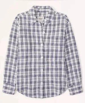 Abercrombie & Fitch Plaid Shirt Jacket Textured Tweed Shacket Oversized XL thumbnail 1