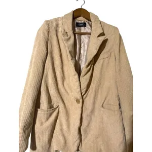 Cider Corduroy Blazer Beige One Button Lined Jacket Women’s Small thumbnail 4