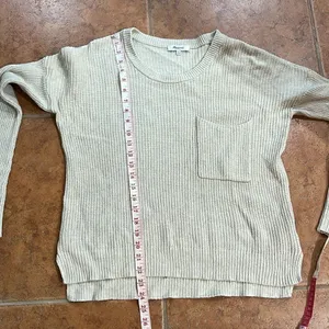 Madewell Sweater Women Beige Knit Cotton Blend Long Sleeve Slit‎ Pullover size S thumbnail 8
