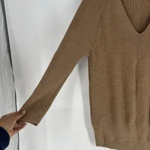 Athleta Hanover Sweater‎ Womens Size M Extra Fine Merino Wool Blend V-Neck Brown thumbnail 8