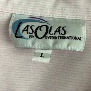LAS OLAS Button Down Shirt Women’s Size L Pinstripe Embroidered thumbnail 7