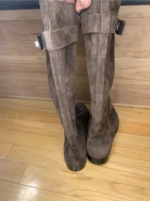 Tory Burch Brown T Lock Suede Riding Boots - Size 9 thumbnail 4