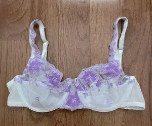 Y2k vintage embroidered lavender victoria’s secret balconette mesh bra thumbnail 1
