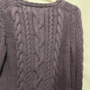 Women's XL Reg L.L. Bean Purple Cable Knit 100% Cotton Cozy‎ Scandigirl Sweater thumbnail 3