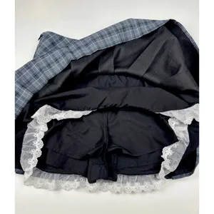 Plaid Academia Coquette Lace Mini Skirt XS Whimsigoth thumbnail 3
