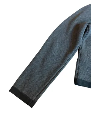 Quince Charcoal Black Colorblock Cardigan Sweater Collarless Cardi Large Women's thumbnail 9