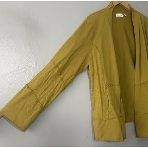 Habitat Knit Cardigan Size XL Chartreuse Green Open Front Artsy Lagenlook Boho thumbnail 2