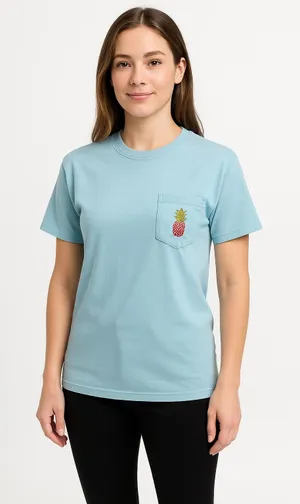 Southern Fried Cotton TShirt Womens Size Small Light Blue Casual Coastal‎ thumbnail 1