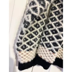 Diamond Pattern Sweater‎ Crewneck Pullover Knitwear Neutral Tones Cozy Chic thumbnail 4