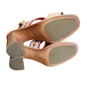 Frye Sandals Size 8 Tan Open Toe Braided Leather Amy Ankle Strap Block Heel thumbnail 6