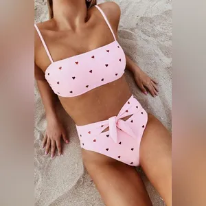 Florakini Pink Embellished Heart Tie Front Bikini Bottom Sz S NWOT thumbnail 4