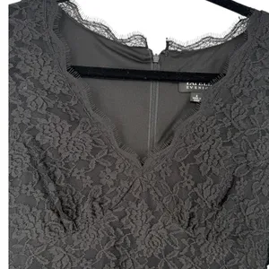 Adrianna Papell Black Lace Long Sleeve Sheath Dress Size 4 Whimsigoth Romantic thumbnail 5