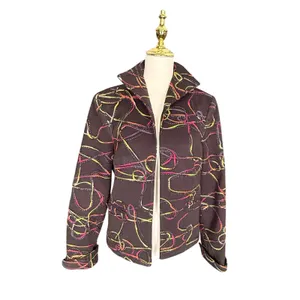 3 Sisters Womens Brown‎ Abstract Swirl Embroidered Cotton Jacket Size M 3S936 thumbnail 2