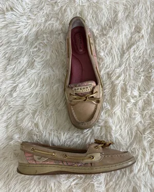 Sperry Top-Sider Boat Shoes Leather Pink Sequins‎ Women's Size 8M thumbnail 1