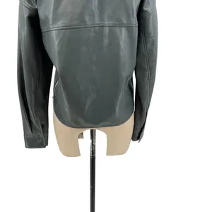 Aritzia Babaton Pelli Hip Shirt Jacket Vegan‎ Leather Shacket Gray Green XS thumbnail 12