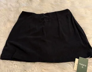 Halara Black Ribbed Mini Skorts size L brand new length 16” waist 32” thumbnail 1