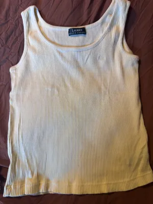 Lauren Ralph Lauren butter yellow ribbed tank top M/L thumbnail 1