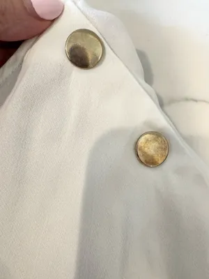 Zara Cream Blouse Gold Buttons Piping Office S thumbnail 7