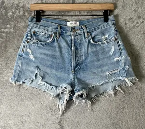 AGOLDE Parker Distressed Cutoff High Rise Denim Shorts Light Wash Size 25 thumbnail 1