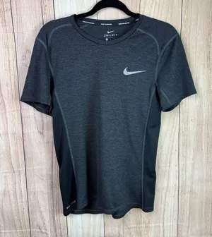 Nike Women's Charcoal Dri-FIT Running Tee thumbnail 1