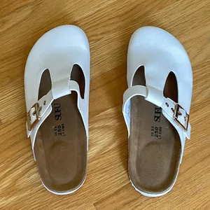 SUFU White Clog Mule Sandals Womens EU 39 US 7.5 Cork Footbed Slip On Buckle Comfort Shoes thumbnail 2