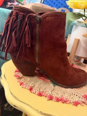 😍😍😍BOGOHO😍😍😍Women's Suede Fringe Ankle Boots - Rust-10 thumbnail 5