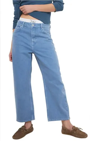 Free People We The Free Ocean Deep Trance Dropped Barrel Boyfriend Jeans 24 thumbnail 1