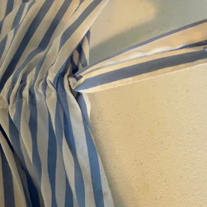 Blue White Striped Sleeveless Button Front Drawstring Midi Dress XL Coastal thumbnail 4