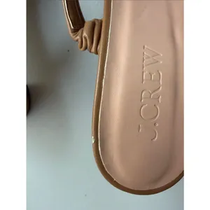 J.Crew Tan Leather Strappy Slide Sandals 3” Block Heel Square Toe thumbnail 4
