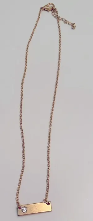 Gold and rhinestone bar necklace thumbnail 1