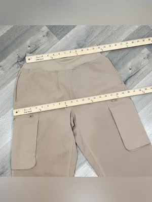 Sage Collective Textured Cargo Pocket Crop Pants Kahki Tan Small Utility Casual thumbnail 8