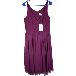 Dress The Population‎ Alicia Dark Magenta Sleeveless Fit & Flare Midi Dress - Lg thumbnail 4