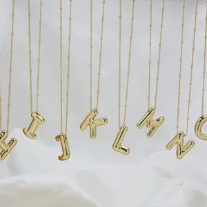 Bubble Balloon Letter M Initial Necklace Gold thumbnail 2
