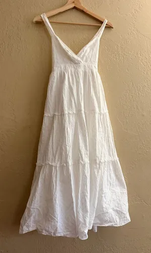 MINKPINK White Tiered V-Neck Maxi Dress thumbnail 1