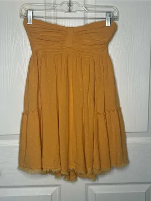 Free People Sz XS Strapless Mustard Yellow Mini Dress thumbnail 9