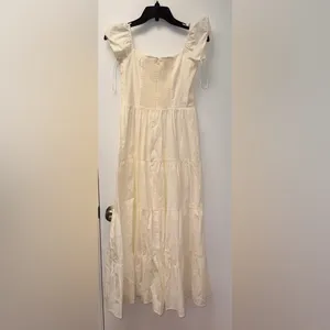 NWOT Reformation Derek Off The Shoulder Tiered Midi white Dress sz 6 thumbnail 6