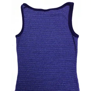 Vintage Faded Glory Maxi Dress Women L‎ Blue Striped Sleeveless Ribbed Knit Y2K thumbnail 7