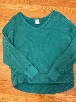 OFFLINE by Aerie green waffle knit weater thumbnail 1