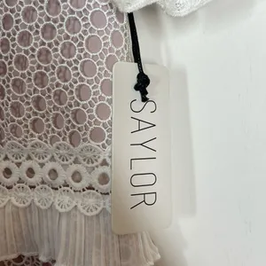 NEW Saylor Luka Mini Dress Women's Size Small White Floral Lace High Neck Lilac thumbnail 9