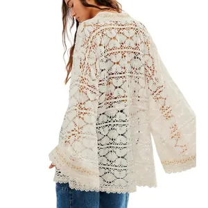 FREE PEOPLE Bell Sleeve Lace Duster in Ivory, One Size, New with Tag MSRP $128 thumbnail 2
