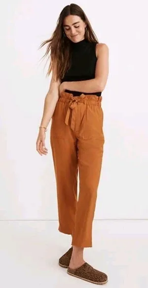 Madewell Women's Dunaway Paperbag Waist Pants Size L thumbnail 1