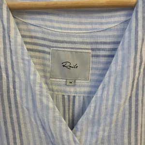 Rails Nala Top Womens M Linen Blend Blue Stripe Coastal Lightweight Relaxed thumbnail 3