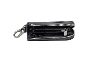 Michael Kors Black MK Signature Zip Card Holder Keychain Wallet thumbnail 4
