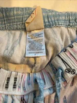 Munki Munki Women’s Ski Print Button Front Pajama Top pants S White Blue Pink thumbnail 5