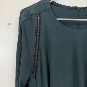 Ralph Lauren Dark‎ Green Jonni Faux Leather Trim Ruched Sheath Dress Size 16 thumbnail 3