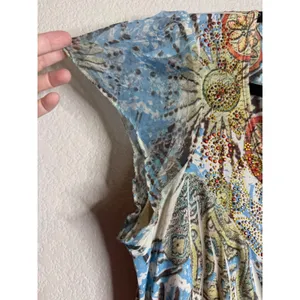 Live Let‎ Live Womens L Multicolor Tunic Top Paisley Rhinestone Babydoll Boho thumbnail 4