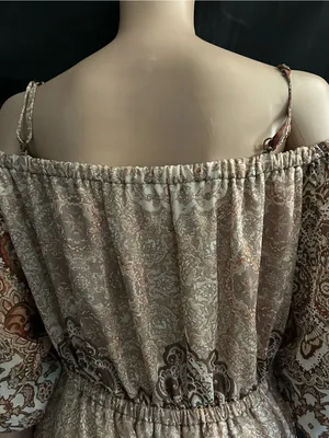 Wrangler Off-Shoulder Paisley Print Dress in Beige & Brown SM NWT thumbnail 8
