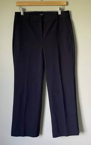 J. Crew Mid-Rise Cropped Dress Pants Navy Blue Workwear Women's Size 6 thumbnail 1