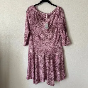 Free People NWT Purple Boho Paisley Medallion Print Mini Dress thumbnail 2